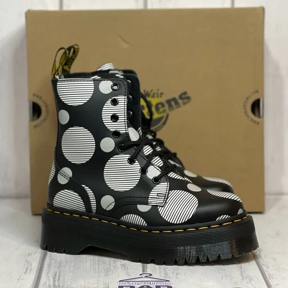 🔥Dr.Martens Jadon Polka Dot Smooth Leather Platform Boots MNS 5/ WOMENS 6 NEW🔥 - Picture 3 of 11